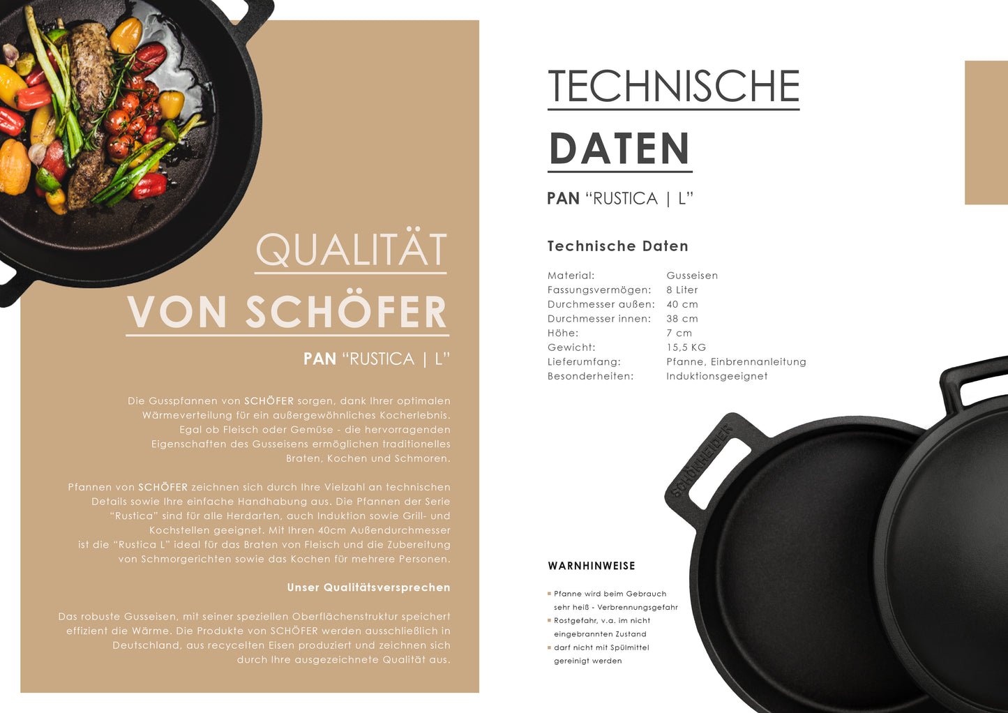 “RUSTICA L” Gusspfanne 40cm | ohne Deckel