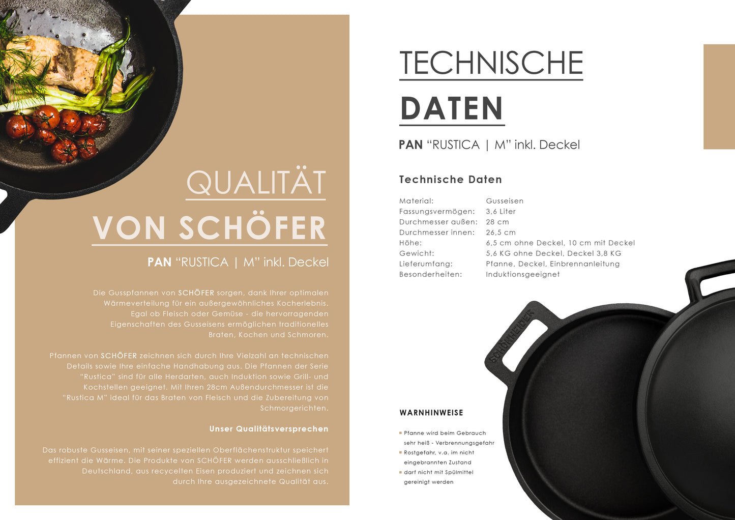 “RUSTICA M” Gusspfanne 28cm | mit Deckel
